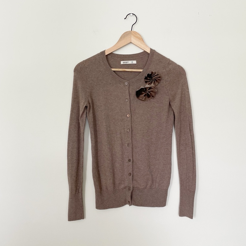 Old Navy Brown Cardigan with 3D Bow Detail